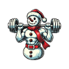 Christmas Muscle Snowman with Dumbbell