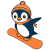 Penguin on a snowboard