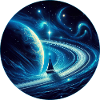 Sailboat with Saturn Fantasy Universe