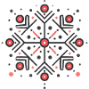 Elegantes rotes Schneeflocken-Abzeichen-Design