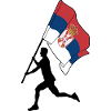 Flag Serbia man running