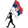 Drapeau Serbie femme marchant