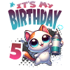 5th Birthday Cat Graffiti