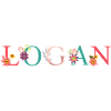 LOGAN Nome Arte Con Fiori Ricamati