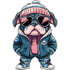 Bulldog Dog Winter Comic