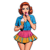 Retro Mädchen Eis essen