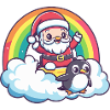 Pinguin Weihnachtsmann Regenbogen