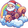 Eichhörnchen Weihnachtsmann Regenbogen