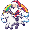 Mountain Goat Santa Claus Rainbow
