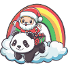 Panda Santa Claus Rainbow
