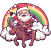 Elch Weihnachtsmann Regenbogen