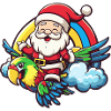 Papagai Weihnachtsmann Regenbogen