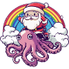 Octopus Santa Claus Rainbow