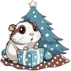 Cute guinea pig unwraps gift