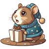 Cute hamster unwraps gift
