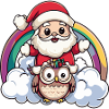 Eule Weihnachtsmann Regenbogen