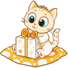 Cute cat unwrapping gift