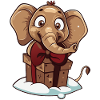 Cute elephant unwrapping gift