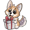 Cute wolf unwrapping gift