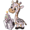 Cute Giraffe Unwraps Gift