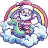 Seahorse Santa Claus Rainbow