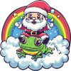 Frog Santa Claus Rainbow