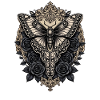 Moth with black roses