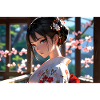 Farverig geisha i traditionel elegance