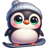 Cute Penguin Snowboard Winter Cartoon