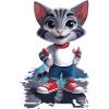 Playful cat in children's style