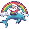Dolphin Santa Claus Rainbow