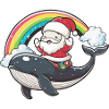 Whale Santa Claus Rainbow