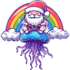 Jellyfish Santa Claus Rainbow
