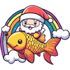 Poisson rouge Père Noël Arc-en-ciel