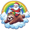 Sloth Santa Claus Rainbow
