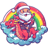 Dragon Santa Claus Rainbow