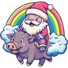 Cochon Père Noël Arc-en-ciel Sanglier