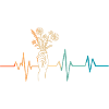 Retro heartbeat hand holding flowers