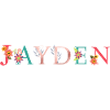 JAYDEN Namenskunst mit gestickten Blumen