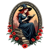 Book Witch with Poppies