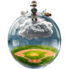 Surreale Glaskugel mit Baseballfeld