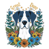 Great Dane with pretty flowers