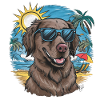 Flat Coated Retriever with Sunglasses