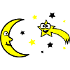 Moon and stars