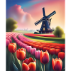 Un beau champ de tulipes en Hollande