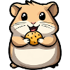 Hungry hamster with biscuit