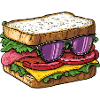 Cool sandwich with sunglasses