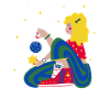 Christmas-Girl with stars red-blue-green