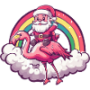 Flamingo Weihnachtsmann Regenbogen