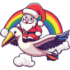 Pélican Oiseau Père Noël Arc-en-ciel